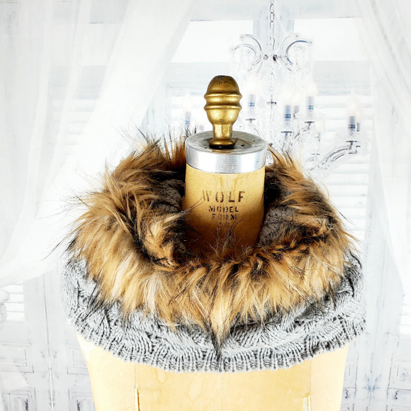 Accessories - Faux Fur Infinity Scarf Knit Sweater Neck Wrap
